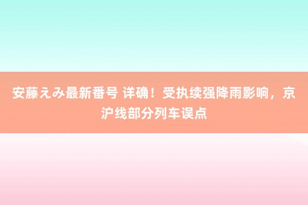 安藤えみ最新番号 详确！受执续强降雨影响，京沪线部分列车误点