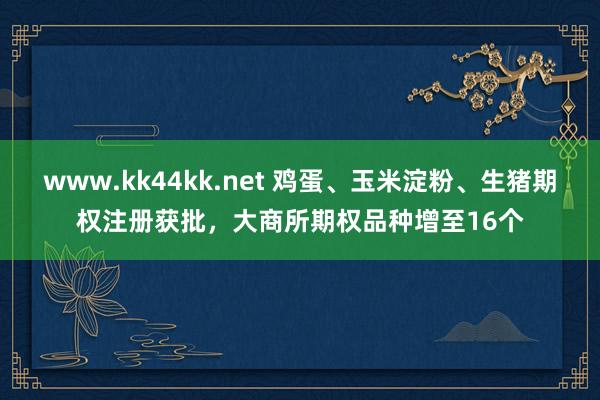 www.kk44kk.net 鸡蛋、玉米淀粉、生猪期权注册获批，大商所期权品种增至16个