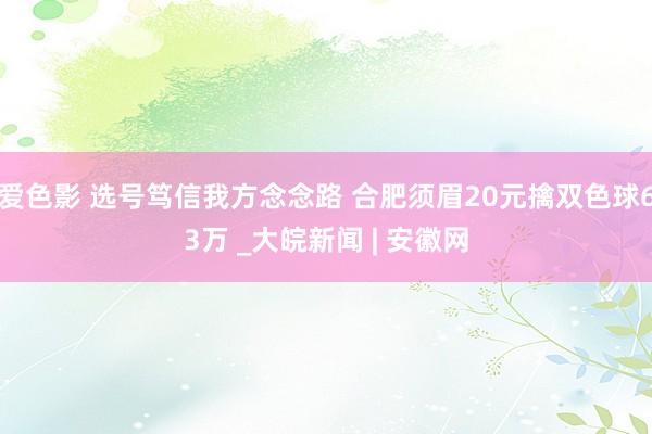 爱色影 选号笃信我方念念路 合肥须眉20元擒双色球63万 _大皖新闻 | 安徽网