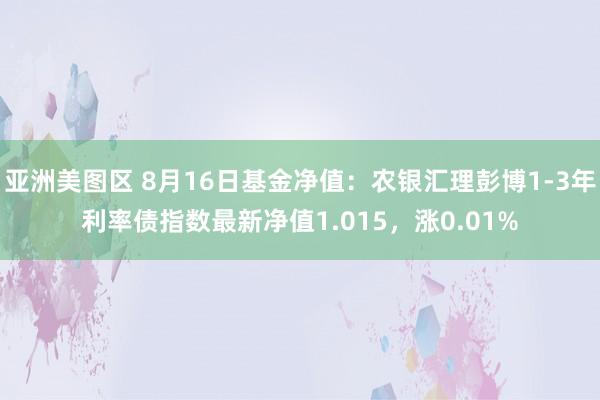 亚洲美图区 8月16日基金净值：农银汇理彭博1-3年利率债指数最新净值1.015，涨0.01%