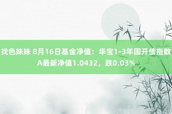 找色妹妹 8月16日基金净值：华宝1-3年国开债指数A最新净值1.0432，跌0.03%