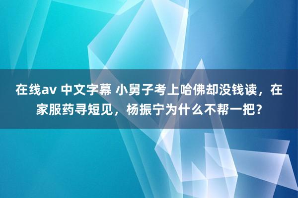 在线av 中文字幕 小舅子考上哈佛却没钱读，在家服药寻短见，杨振宁为什么不帮一把？