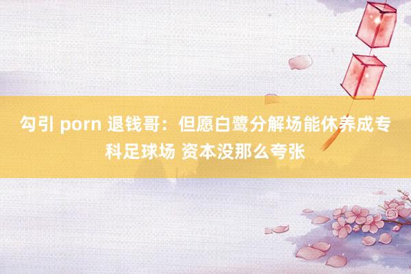 勾引 porn 退钱哥：但愿白鹭分解场能休养成专科足球场 资本没那么夸张