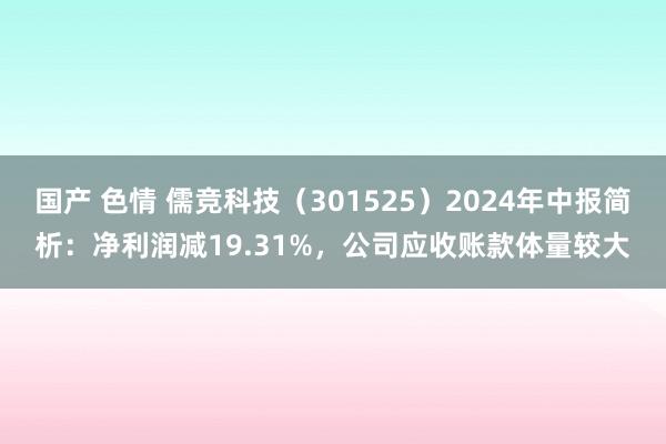 国产 色情 儒竞科技（301525）2024年中报简析：净利润减19.31%，公司应收账款体量较大