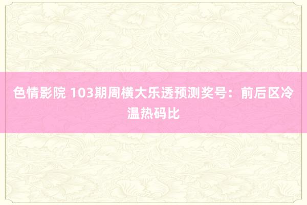 色情影院 103期周横大乐透预测奖号：前后区冷温热码比