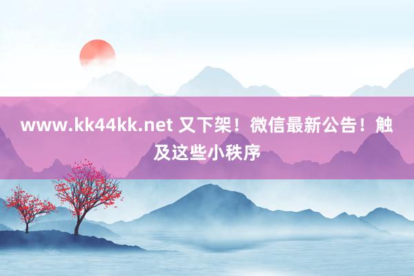 www.kk44kk.net 又下架！微信最新公告！触及这些小秩序