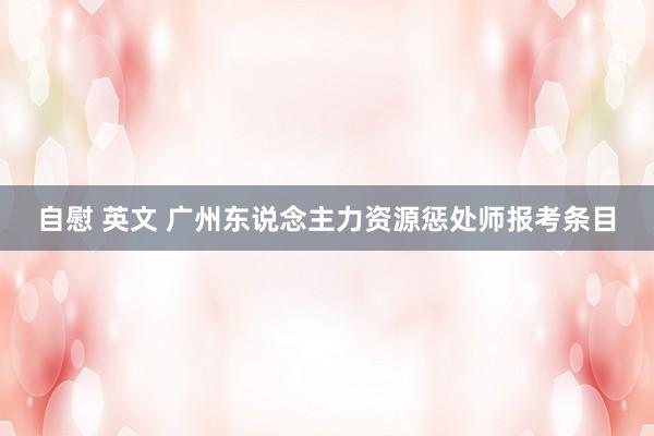 自慰 英文 广州东说念主力资源惩处师报考条目